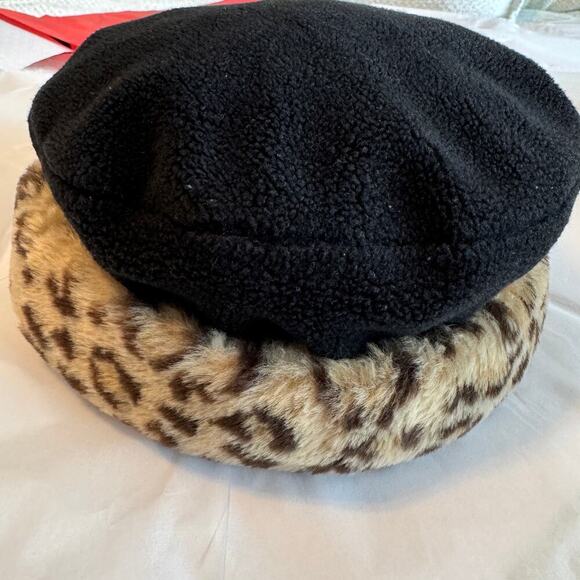 Vintage Fashion Crown Cap hat, Faux Leopard fur Trim - Picture 3 of 6